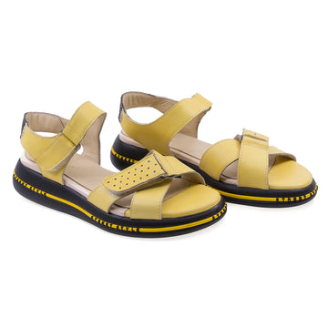 Sandale dama, Caspian, Cas-Nancy, Casual, Piele naturala, galben