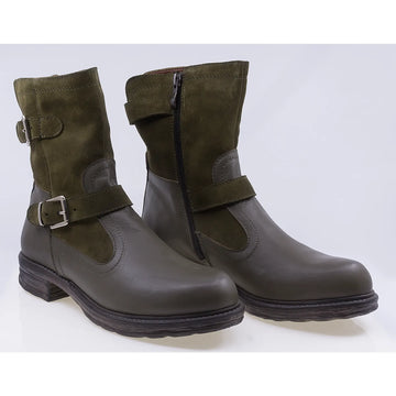 Ghete dama casual piele naturala Caspian Milenium kaki