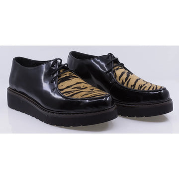 Pantofi dama casual piele naturala lacuita Caspian Panda negru