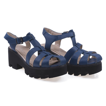 Sandale dama, Caspian, Cas-Gabri, Casual, Piele naturala, Bleumarin