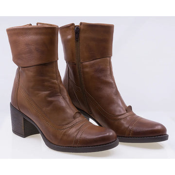 Ghete dama casual piele naturala Caspian Umberta coniac