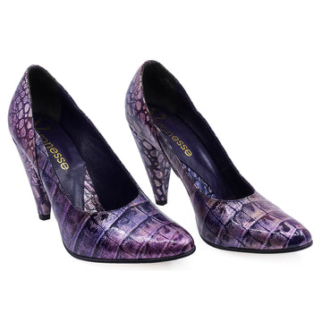 Pantofi Dama, Veronesse, VER, 183, Eleganti, Piele naturala lacuita, Mov