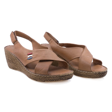 Sandale dama, Caspian, Cas 1245, Casual, Piele naturala, Coniac
