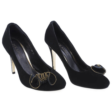 Pantofi Dama, T246, Eleganti, Piele naturala intoarsa, Negru