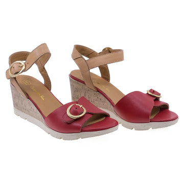 Sandale Dama, Caspian, CAS, Vica, Casual, Piele naturala, Rosu/Coniac