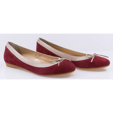 Balerini dama casual piele naturala intoarsa Caspian Dana rosu