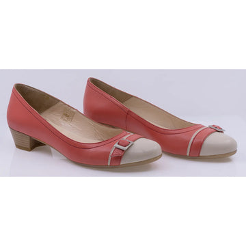 Pantofi dama casual piele naturala Caspian Sofia corai/bej