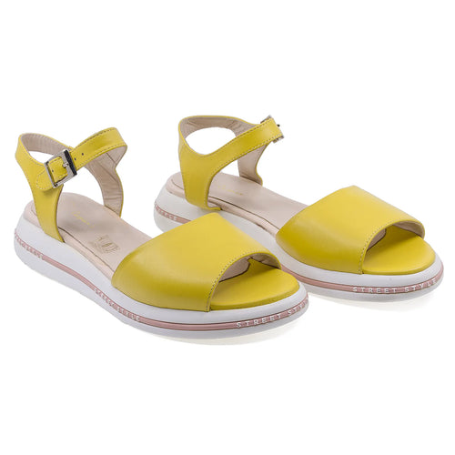 Sandale Dama, Caspian, CAS, Panda, Casual, Piele naturala, Galben