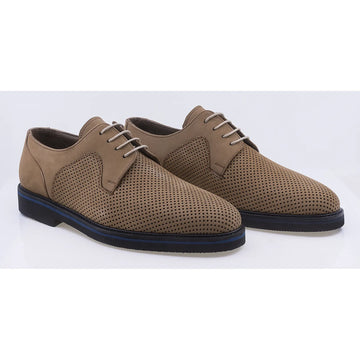 Pantofi barbati casual perforati piele naturala nabuc 777/1 bej
