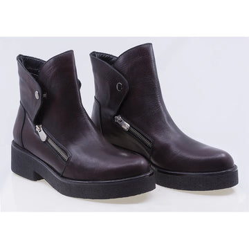 Ghete dama casual piele naturala Caspian Awa bordo