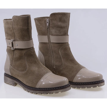 Ghete dama casual piele naturala intoarsa Caspian Adria bej
