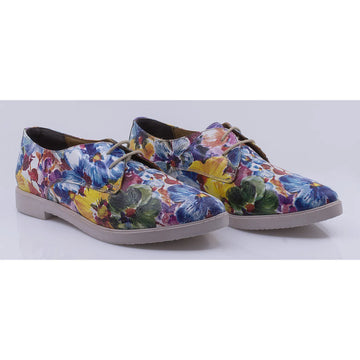 Pantofi dama casual piele naturala Caspian 5614 flori
