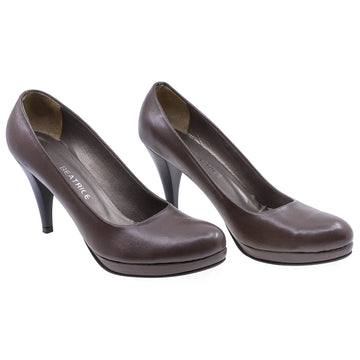 Pantofi Dama, 714, Eleganti, Piele naturala, Maro