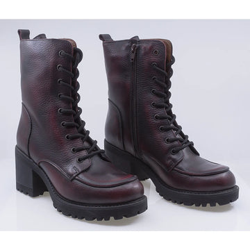 Ghete dama casual piele naturala Caspian Iza bordo