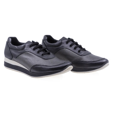 Pantofi dama casual piele naturala Caspian 2115 gri perforat