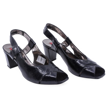 Sandale Dama, 0100, Elegante, Piele naturala lacuita, Negru