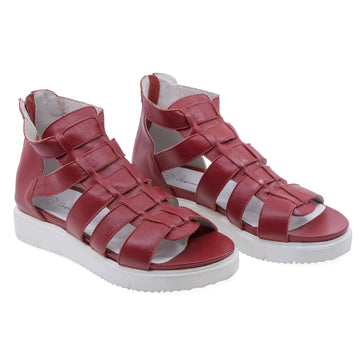 Sandale Dama, Caspian, CAS, Roma, Casual, Piele naturala, Rosu