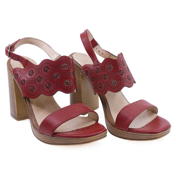 Sandale Dama, Caspian, CAS, Andra, Casual, Piele naturala, Rosu