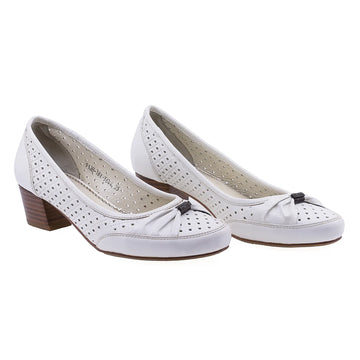 Pantofi dama elegant piele naturala intoarsa 340 alb