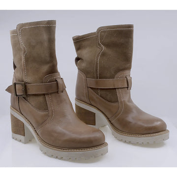 Ghete dama casual piele naturala Caspian Aris bej