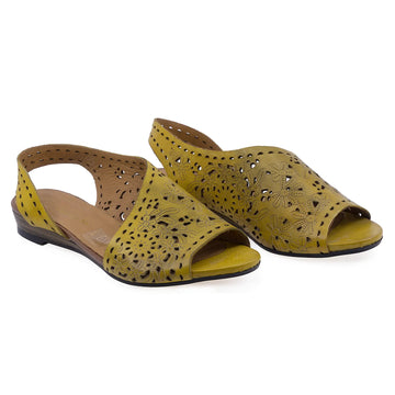 Sandale Dama, Caspian, Cas, 712, Casual, Piele Naturala, Mustar