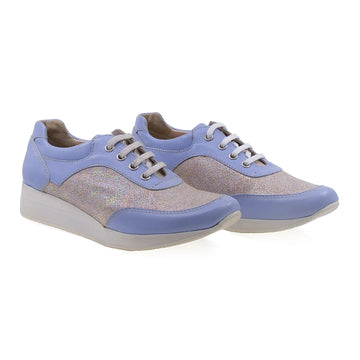 Pantofi dama casual piele naturala Caspian 2115 blu/auriu