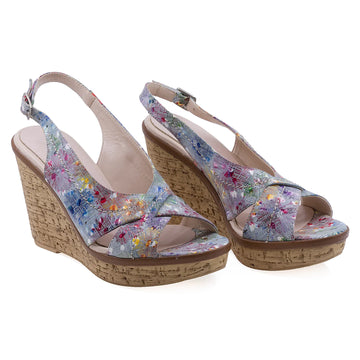 Sandale Dama Caspian, 76, Casual, Piele Naturala, Fond/blu