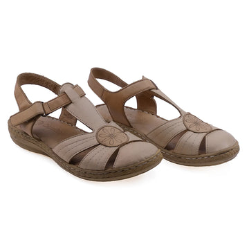 Sandale dama, Caspian, Cas-202-1, Casual, Piele naturala, Bej/taba