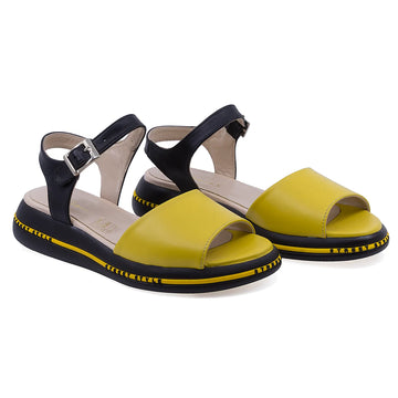 Sandale Dama, Caspian, CAS, Panda tn, Casual, Piele naturala, Galben
