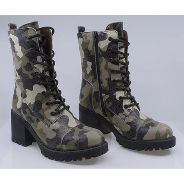 Ghete dama casual piele naturala Caspian Xenia army