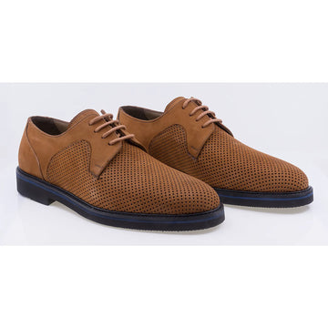Pantofi barbati casual perforati piele naturala nabuc 777/1 caramiziu