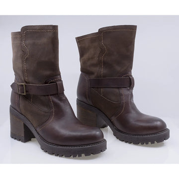 Ghete dama casual piele naturala Caspian Aris maro