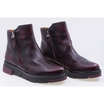 Ghete dama casual piele naturala Caspian Risina bordo