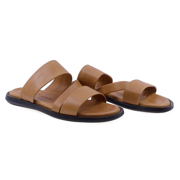 Papuci barbati casual piele naturala Caspian 404 coniac