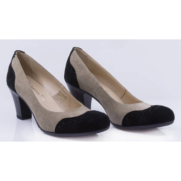 Pantofi dama casual piele naturala intoarsa Caspian Kim bej/negru