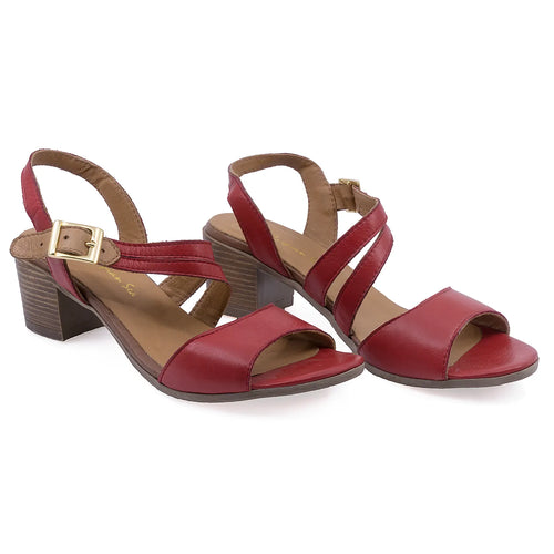 Sandale Dama, Caspian, CAS, 55, Casual, Piele naturala, Rosu