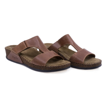 Papuci dama casual Slipperina piele naturala 140046-62 coniac