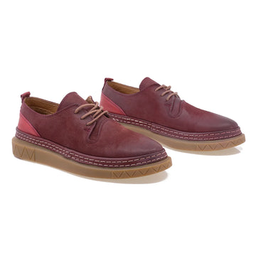 Pantofi dama, Caspian, Cas-DE02, casual, piele nabuc, bordo