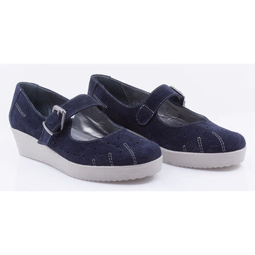 Pantofi dama casual piele naturala intoarsa Caspian 113 bleumarin