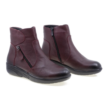 Ghete dama, Caspian, Cas-2717, casual, piele naturala, bordo
