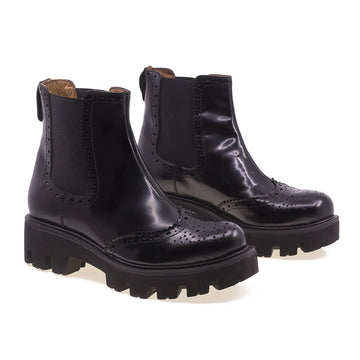 Ghete dama, Caspian, Cas-Tes, casual, piele lacuita, negru