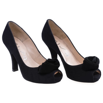 Pantofi Dama, Vida, Eleganti, Piele naturala intoarsa, Negru