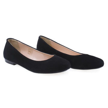 Balerini dama casual Caspian piele naturala intoarsa MARINA negru
