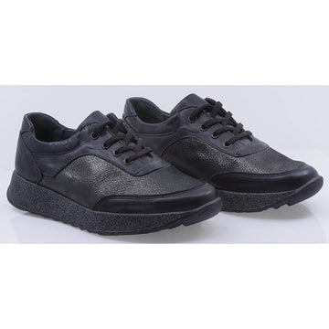 Pantofi dama casual piele naturala Caspian 56 negru/sclipici