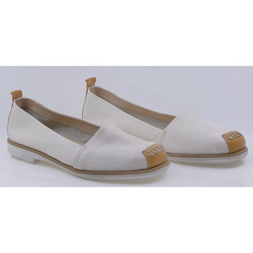 Balerini dama casual piele naturala Caspian Rafi alb