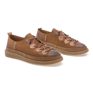 Pantofi dama, Caspian, Cas-DE02, casual, piele nabuc, coniac