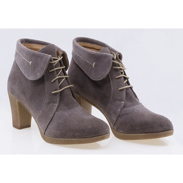 Botine dama casual piele naturala intoarsa Caspian A5 taupe