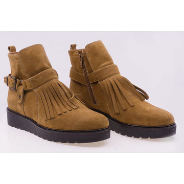 Ghete dama casual piele naturala intoarsa Caspian Berska camel