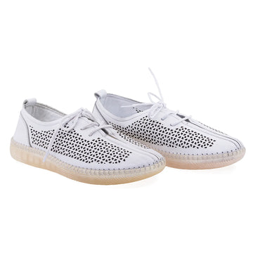 Pantofi dama, Caspian, Cas-4034, Casual, Piele naturala, Alb