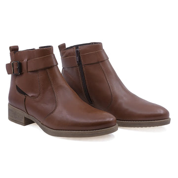 Ghete dama casual piele naturala Caspian Doris maro